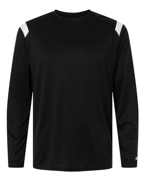 Badger Unisex On The Rise Long Sleeve T-Shirt in Black/ White