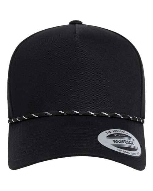 YP Classics Retro Cotton Blend Five-Panel Rope Cap in Black