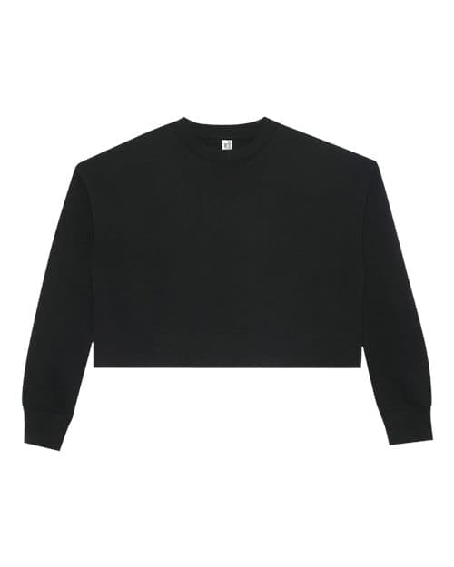 Lane Seven Women's Relaxed Cropped Crewneck Sweatshirt in Black