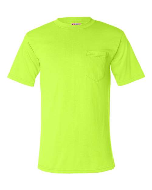 Bayside Unisex USA-Made 50/50 Pocket T-Shirt in Safety Green