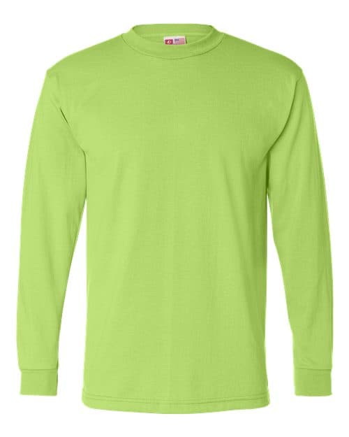 Bayside Men's USA-Made 50/50 Long Sleeve T-Shirt in Safety Green