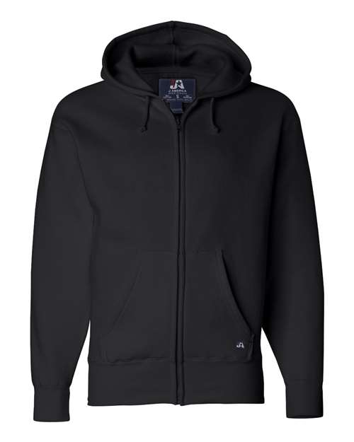 J. America Men's Premium Full-Zip Hooded Sweatshirt in Black