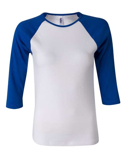 BELLA + CANVAS Women’s 1X1 Baby Rib Raglan Three-Quarter Sleeve Tee