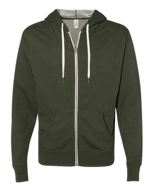 Independent Trading Co. Unisex Heathered French Terry Full-Zip Hooded Sweatshirt