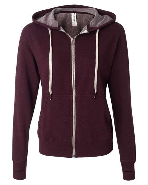 Independent Trading Co. Unisex Heathered French Terry Full-Zip Hooded Sweatshirt