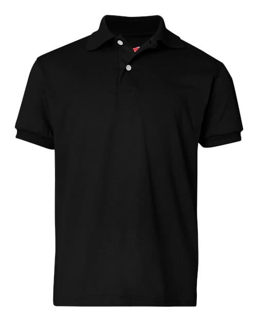 Hanes Youth EcoSmart® Jersey Polo in Black