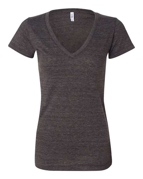 BELLA + CANVAS Women’s Triblend Deep V-Neck Tee in Charcoal Black Triblend