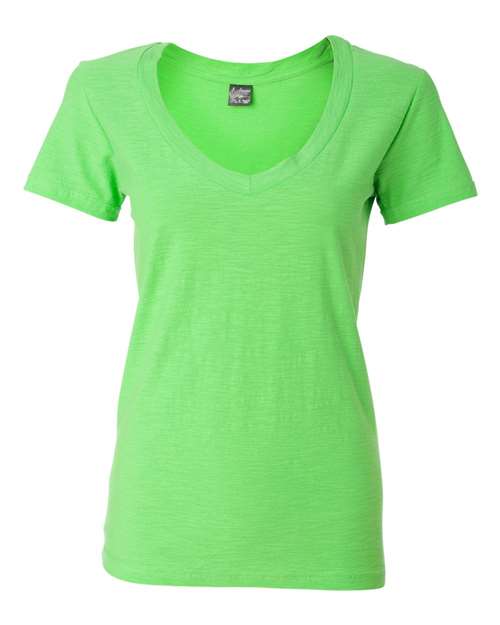 J. America Women's V-Neck Slub T-Shirt