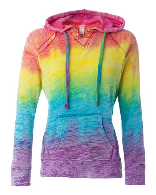 MV Sport Women’s Courtney Burnout V-Notch Hooded Sweatshirt
