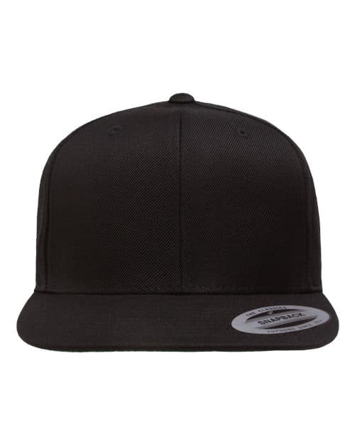 YP Classics Premium Flat Bill Snapback Cap in Black