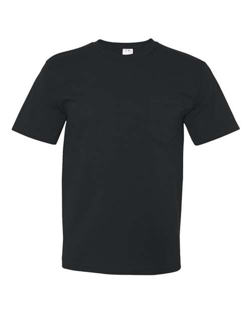 Bayside Unisex USA-Made Midweight Pocket T-Shirt in Black