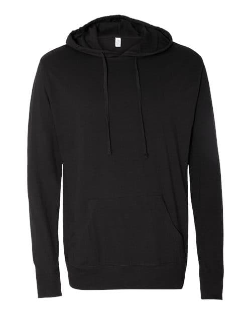 Independent Trading Co. Unisex Lightweight Hooded Pullover T-Shirt in Black