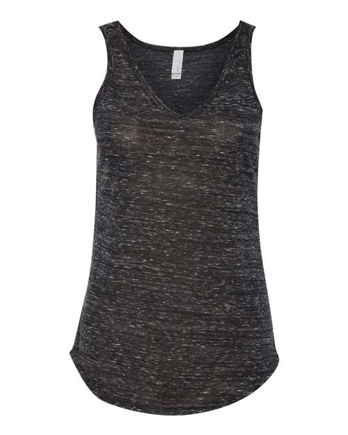 BELLA + CANVAS Women's Flowy V-Neck Tank in Black Marble
