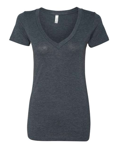 Next Level Women’s Triblend Deep V-Neck T-Shirt in Vintage Navy