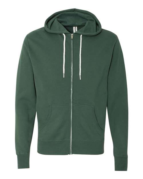 Independent Trading Co. Unisex Lightweight Full-Zip Hooded Sweatshirt in Alpine Green