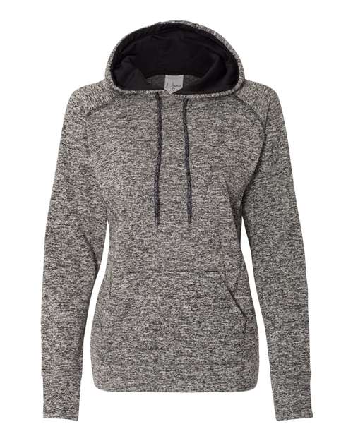 J. America Women’s Cosmic Fleece Hooded Sweatshirt in Charcoal Fleck/ Black