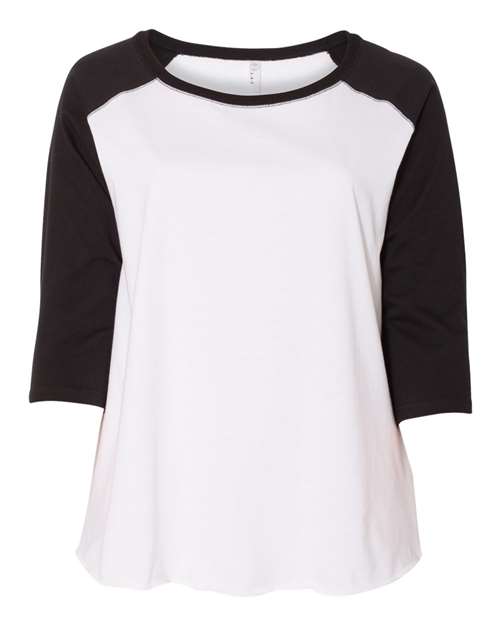 LAT Women's Curvy Collection Baseball Three-Quarter Sleeve Tee