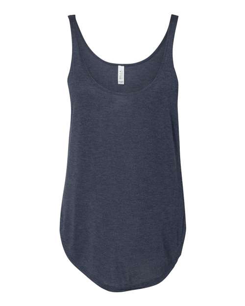 BELLA + CANVAS Women's Flowy Tank with Side Slit in Heather Navy