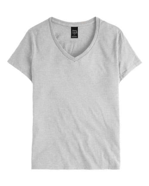 Hanes Women's Perfect-T V-Neck T-Shirt in Ash