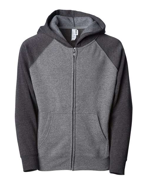 Independent Trading Co. Youth Lightweight Special Blend Raglan Zip Hood