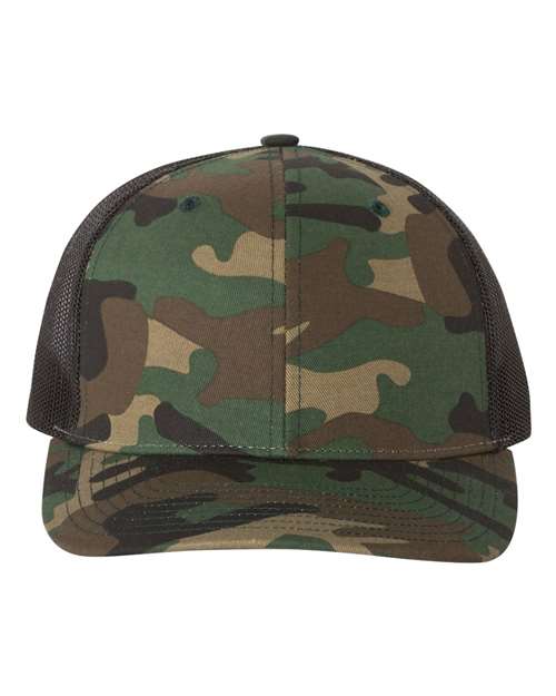 Richardson Printed Trucker Cap in Army Camo/ Black