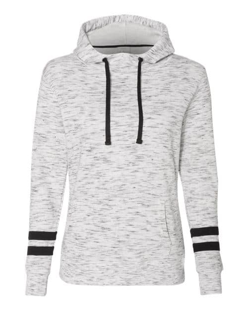 J. America Women’s Mélange Fleece Striped-Sleeve Hooded Sweatshirt