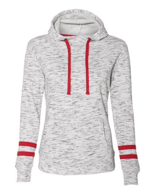 J. America Women’s Mélange Fleece Striped-Sleeve Hooded Sweatshirt