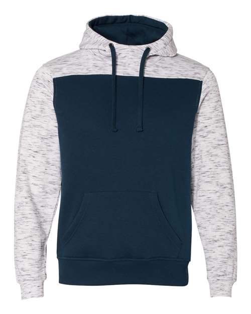 J. America Men's Mélange Fleece Colorblocked Hooded Sweatshirt