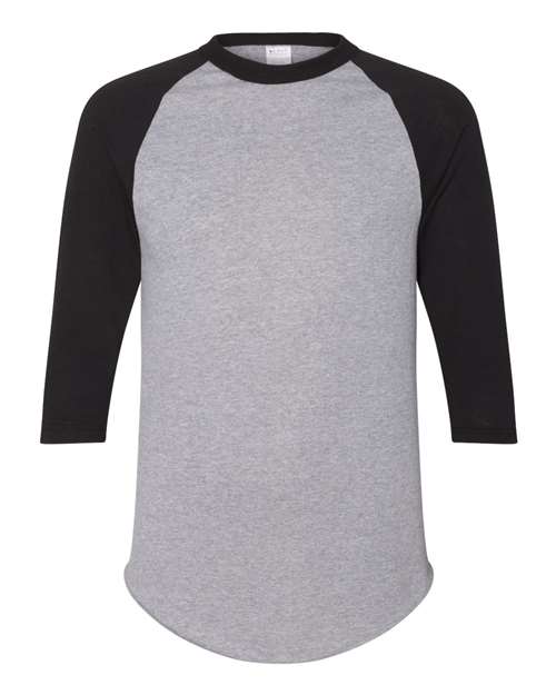 Augusta Sportswear Unisex Three-Quarter Raglan Sleeve Baseball Jersey T-Shirt in Athletic Heather/ Black