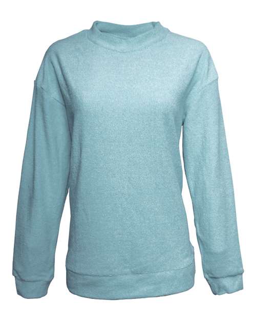J. America Women's Weekend Terry Mock Neck Pullover in Columbia Blue