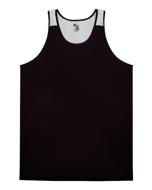 Alleson Athletic Men's Ventback Singlet Tank Top in Black/ White