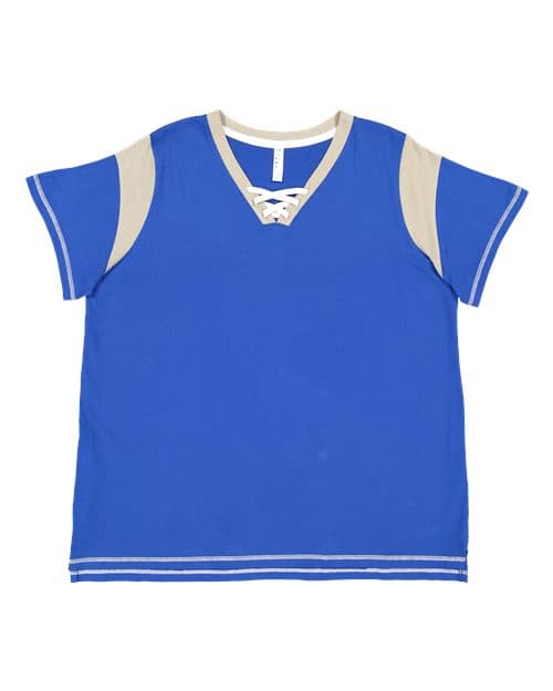 LAT Women's Curvy Lace Up Fine Jersey Tee