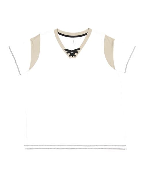 LAT Women's Curvy Lace Up Fine Jersey Tee