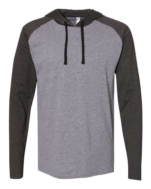 LAT Unisex Fine Jersey Hooded Long Sleeve Raglan Tee