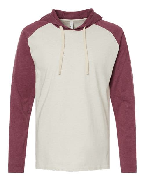 LAT Unisex Fine Jersey Hooded Long Sleeve Raglan Tee
