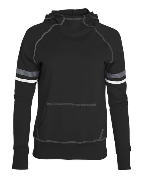 Augusta Sportswear Girls' Spry Hooded Sweatshirt in Black/ White/ Carbon
