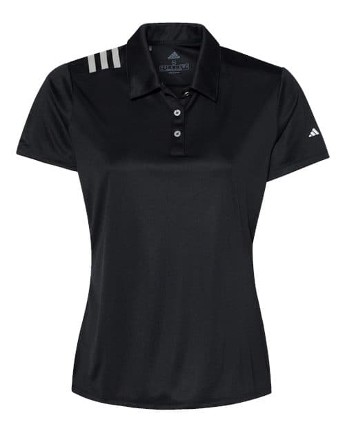 Adidas Women's 3-Stripes Shoulder Polo in Black/ White