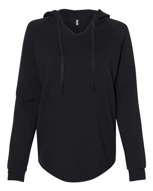 Independent Trading Co. Women’s Lightweight California Wave Wash Hooded Sweatshirt in Black