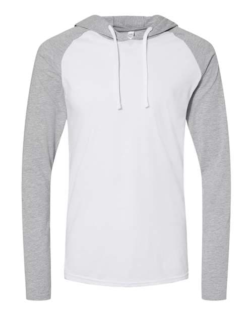 LAT Unisex Fine Jersey Hooded Long Sleeve Raglan Tee