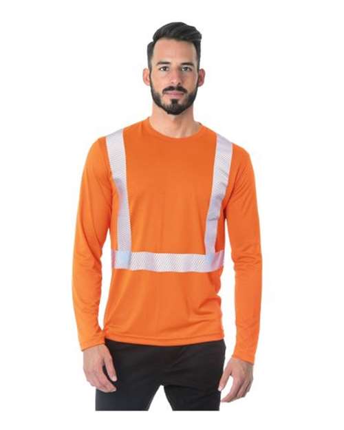 Bayside Unisex USA-Made Hi-Visibility Long Sleeve Performance T-Shirt - Segmented Tape