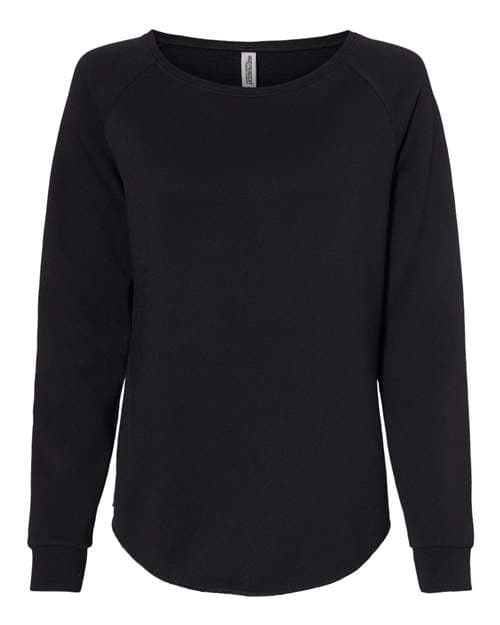 Independent Trading Co. Women's California Wave Wash Crewneck Sweatshirt in Black