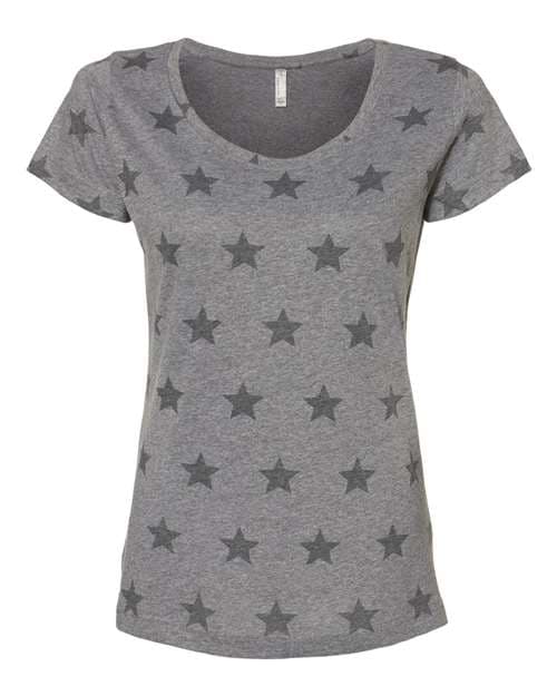 Code Five Women's Star Print Scoop Neck Tee