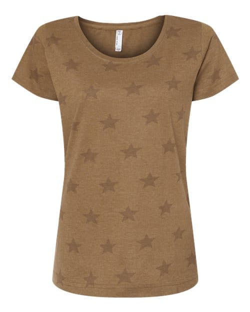 Code Five Women's Star Print Scoop Neck Tee