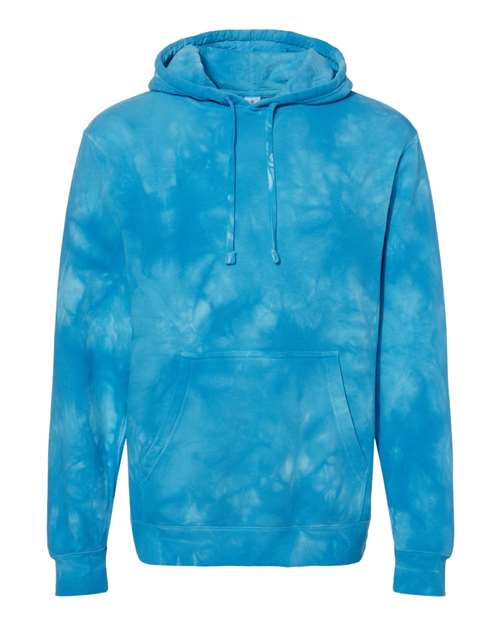 Independent Trading Co. Unisex Midweight Tie-Dyed Hooded Sweatshirt in Tie Dye Aqua Blue