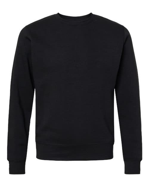 J. America Unisex Triblend Fleece Crewneck Sweatshirt in Black Solid