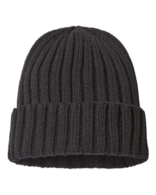 Atlantis Headwear Sustainable Cable Knit Cuffed Beanie in Black