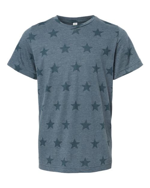 Code Five Youth Star Print Tee in Denim Star