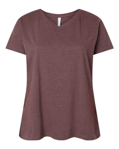 LAT Women's Curvy Collection Fine Jersey V-Neck Tee