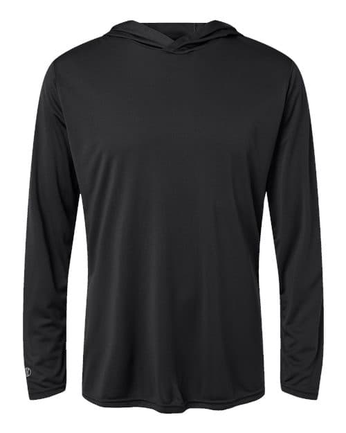 Holloway Men's Momentum Hooded Long Sleeve T-Shirt in Black