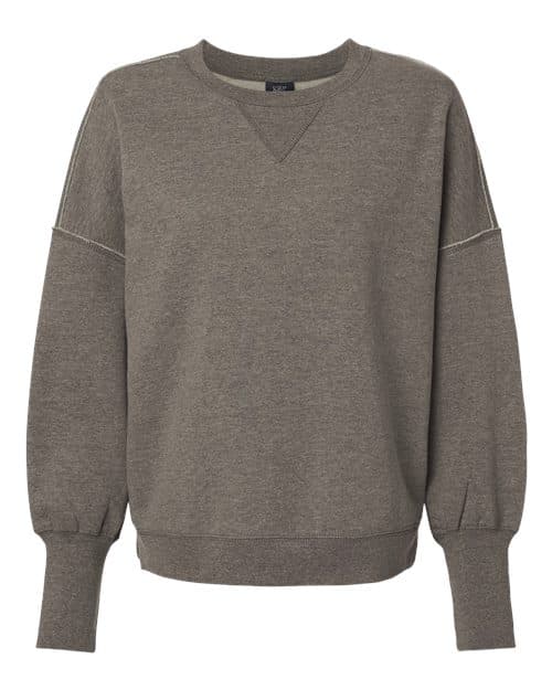 MV Sport Women's Sueded Fleece Crewneck Sweatshirt in Charcoal